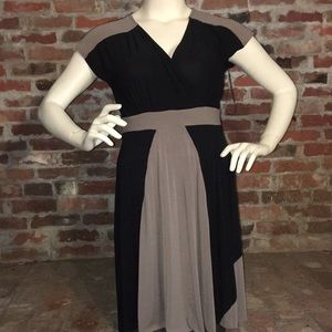 Alfani short sleeved, black and taupe dress